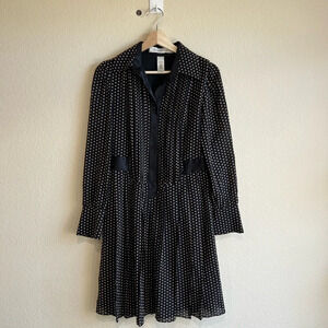 Vintage laundry by design polka dot black silk dress 6